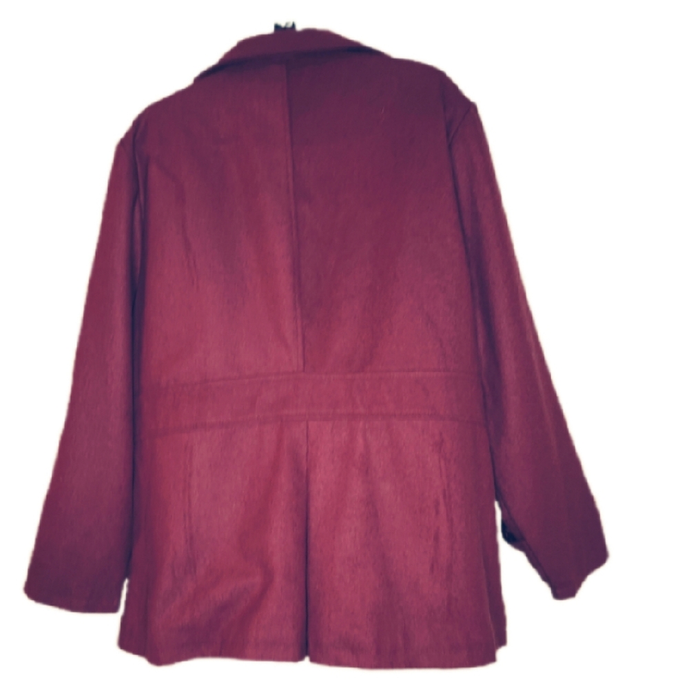 BLACK LIPSTICK BURGUNDY WOOL BLEND  PEA COAT NWT - Picture 5 of 5